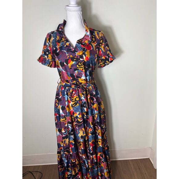 La Double J. Multicolor Floral Short Sleeve Maxi Dress Sz S - Picture 1 of 1